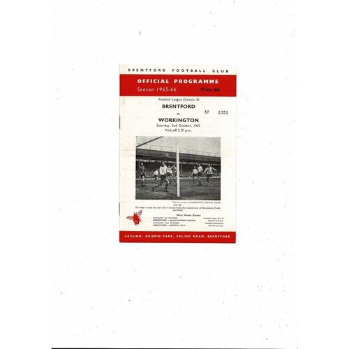 1965/66 Brentford v Workington Football Programme