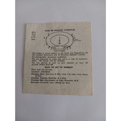 Portugal v Russia 1966 World Cup 28th July Semi Final Match Ticket @ Wembley