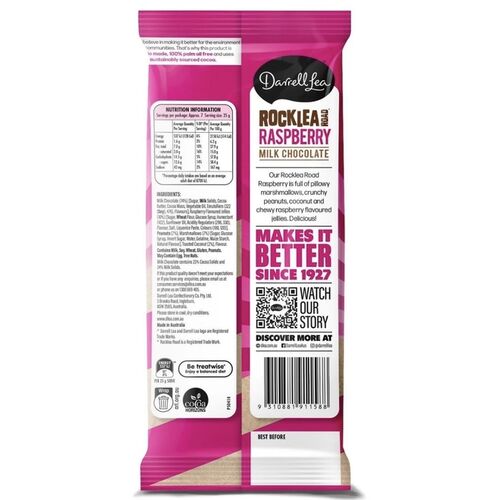 Darrell Lea’s Rocklea Road & Raspberry Milk Chocolate Block 180g