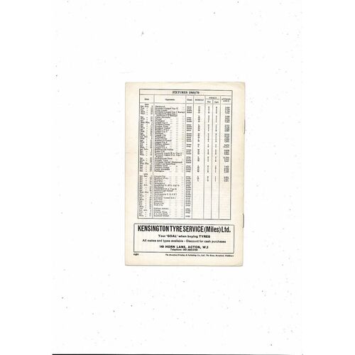 1969/70 Brentford v Port Vale Football Programme