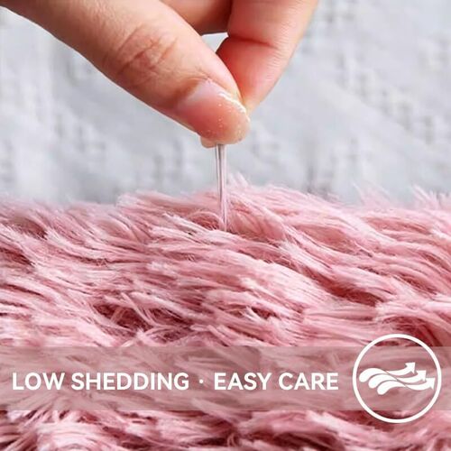 CozyLiving Ultra-Soft Fluffy Shag Rug – Luxury High-Pile Floor Carpet for Living Room, Bedroom & Nursery – Non-Shedding & Cozy (Pink, 60 x 110 cm)