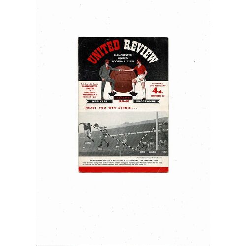 1959/60 Manchester United v Sheffield Wednesday FA Cup Football Programme + Press Cuttings