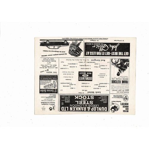 1966 Leeds United v Real Zaragoza UEFA Fairs Cup Semi Final Football Programme April