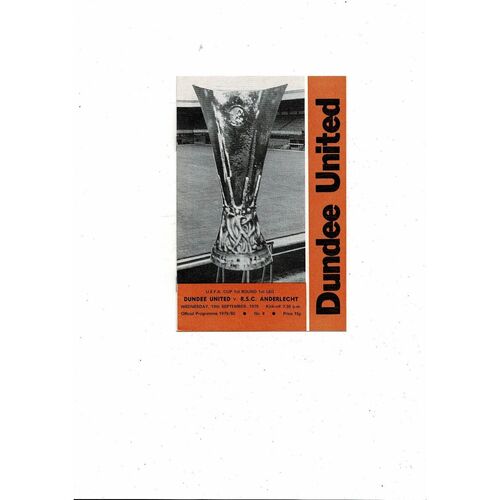 Dundee United v Anderlecht UEFA Cup Football Programme 1979/80