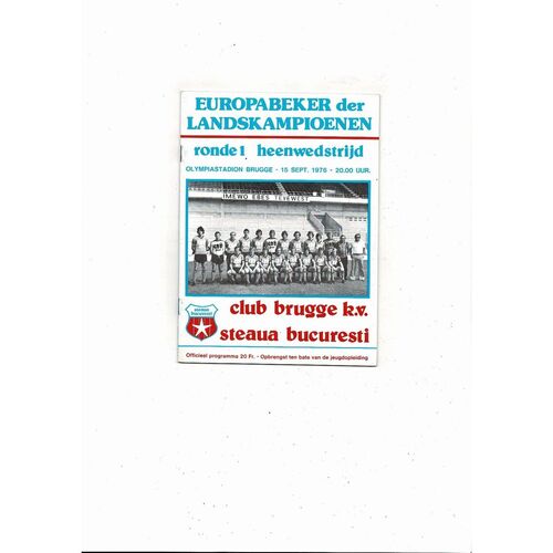 Club Brugge v Steaua Bucharest European Cup Football Programme 1976/77