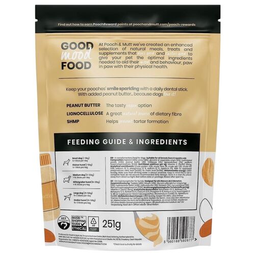 Pooch & Mutt Vegan Dental Sticks - Peanut Butter 7 Pack - 251g
