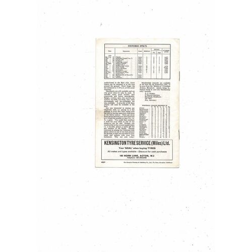 1970/71 Brentford v Bournemouth Football Programme. Autographed