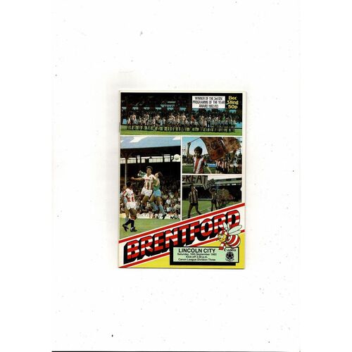 1983/84 Brentford v Lincoln City Football Programme
