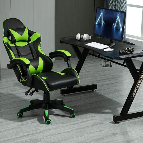 mcc direct Swivel Faux Leather Office Chair Racing Sports Gaming Tilt Computer Desk Chair with Headrest & Lumbar Cushion A