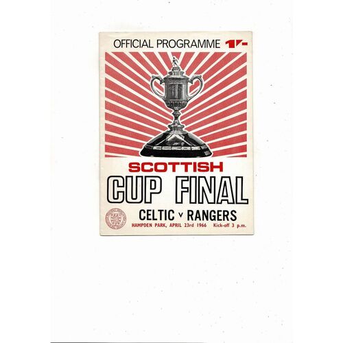 1966 Celtic v Rangers Scottish Cup Final Football Programme
