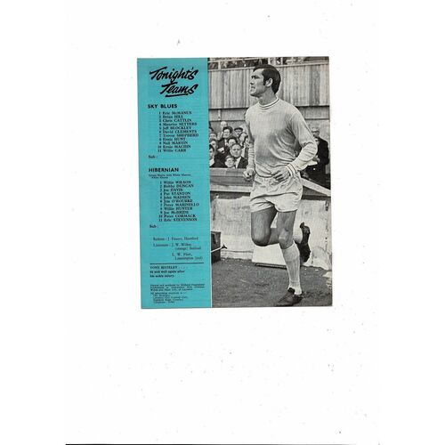 Coventry City v Hibernian Friendly Football Programme 1968/69 February