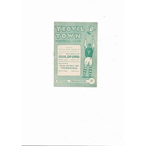 1957/58 Yeovil Town v Guildford Southern League Football Programme