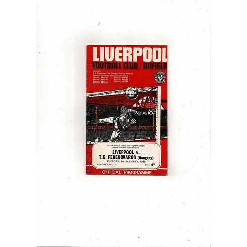 Liverpool v Ferencvaros Fairs Cup Football Programme + League Review 1967/68