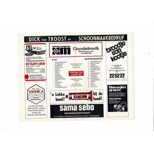 Ajax v Bayern Munich European Cup Football Programme 1980/81