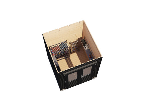 1.8mtr x 1.8mtr 28mm walled Flat Roof Cabin