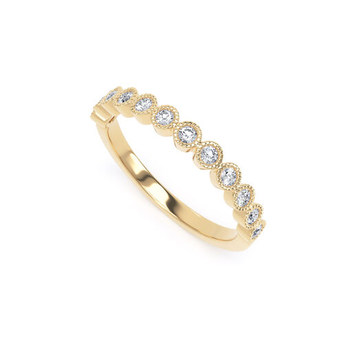 Mille-grain rubover diamond ring