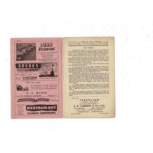 1959/60 Darlington v Oldham Athletic Football Programme