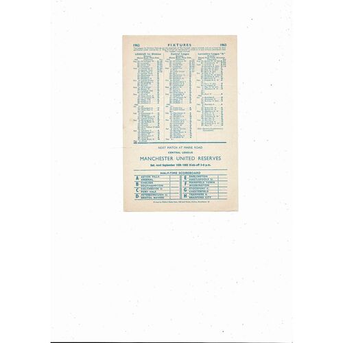 Manchester City v Bury Central League Football Programme 1962/63