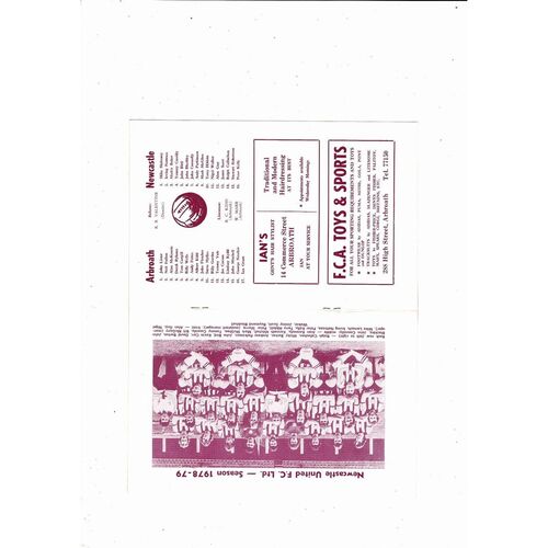 Arbroath v Newcastle United Friendly Football Programme 1978/79