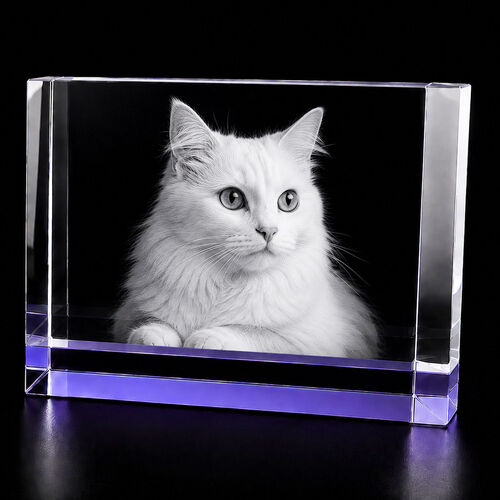 3D Crystal Photo Gift – Lilac Crystal Block 12×8×6cm