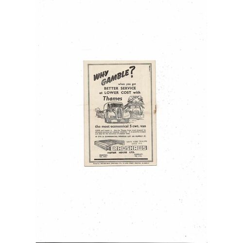 1953/54 Preston v Cardiff City Football Programme