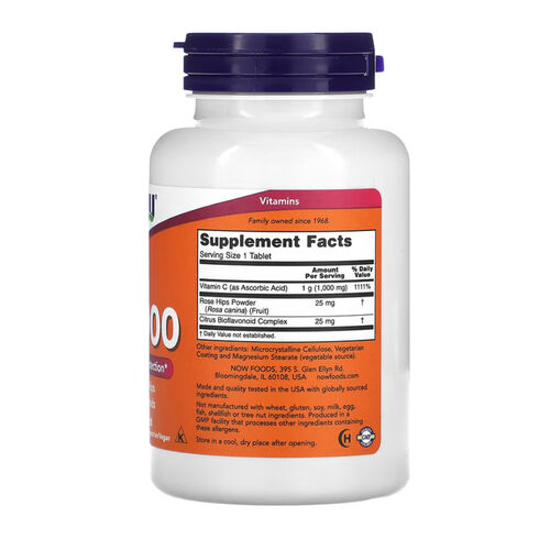 NOW Foods Vitamin C-1000 with Rosehips & Bioflavonoids - 100 Tablets