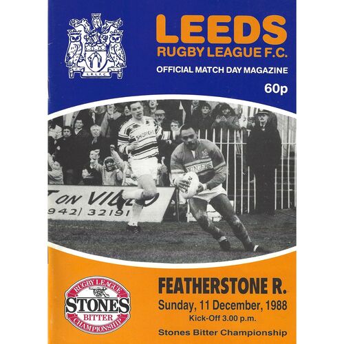 1988/89 Leeds v Featherstone Rovers (11/12/1988) Rugby League Programme