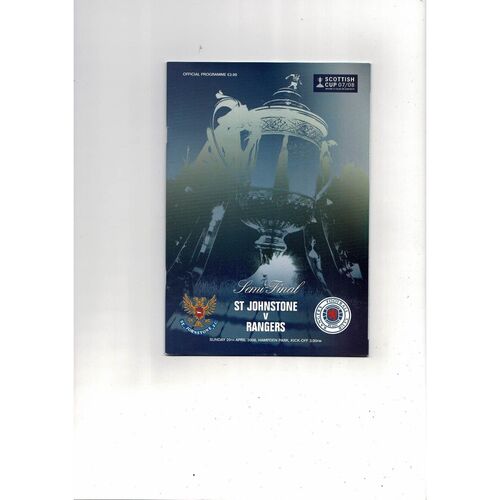2008 St Johnstone v Rangers Scottish Cup Semi Final Football Programme
