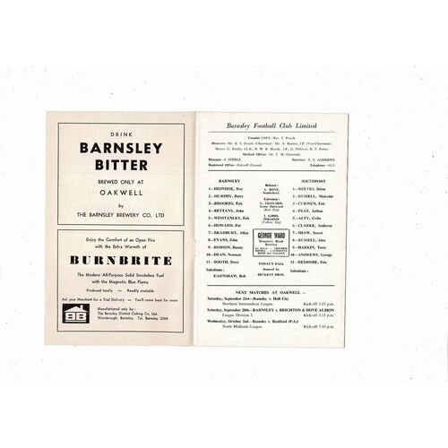 1968/69 Barnsley v Southport Football Programme
