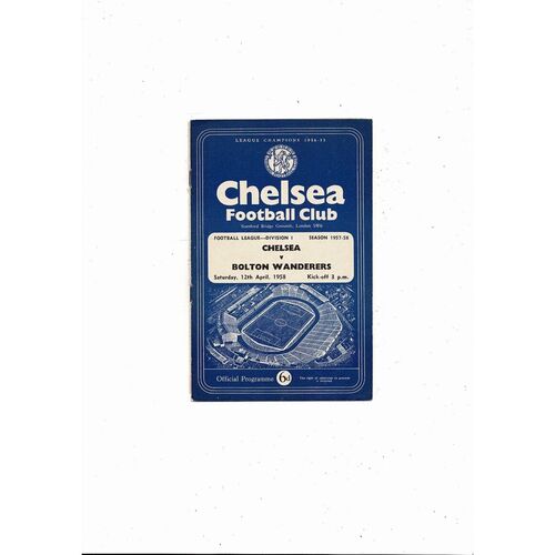 1957/58 Chelsea v Bolton Wanderers Football Programme