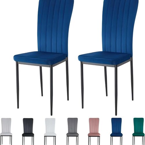 mcc direct Dining Chairs, Velvet High Back Kitchen Chairs with Upholstered Soft Seat and Metal Legs for Home, Office, Dining and Reception - Elle