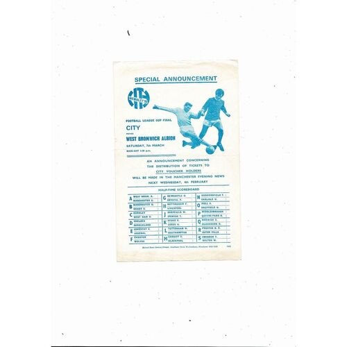 Manchester City v Nottingham Forest Central League Football Programme 1969/70