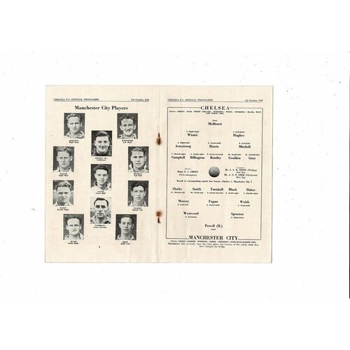 1949/50 Chelsea v Manchester City Football Programme