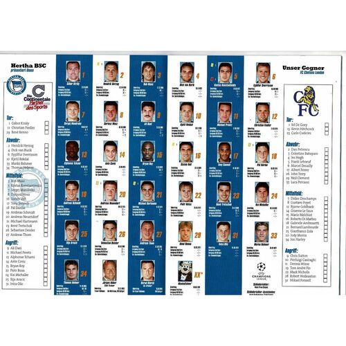 Hertha Berlin v Chelsea Champions League Stadium Magazine No 2 1999/00