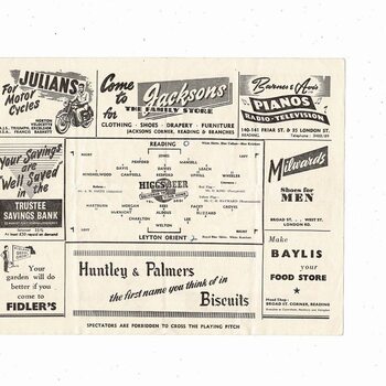 1954/55 Reading v Leyton Orient Football Programme