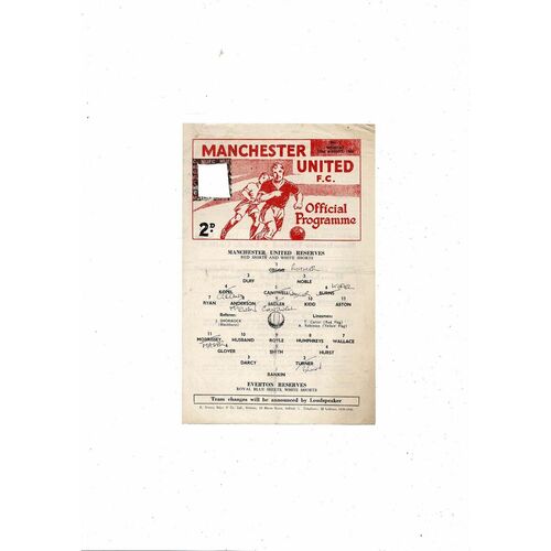 Manchester United v Everton Central League Football Programme 1966/67