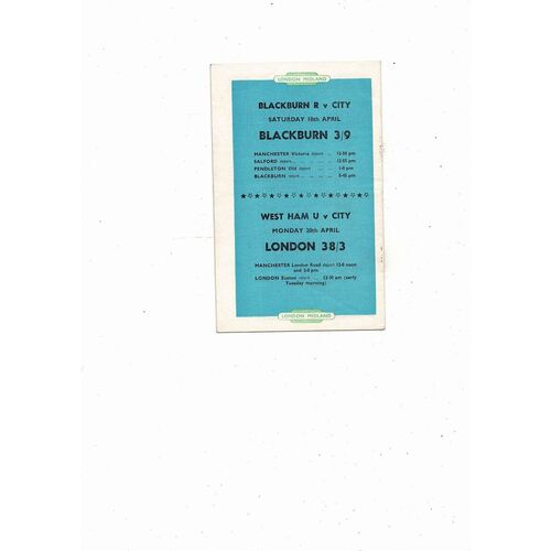 1958/59 Manchester City v Blackpool Football Programme