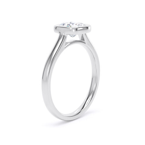 Cushion cut rubover diamond solitaire
