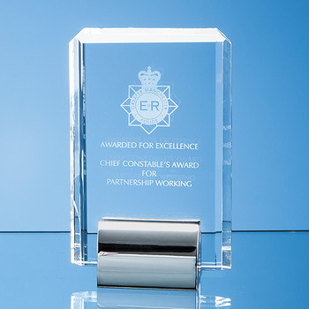 Optical Crystal Rectangle mounted on a Chrome Stand (15cm)