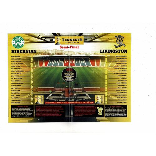 2001 Hibernian v Livingston Scottish Cup Semi Final Football Programme