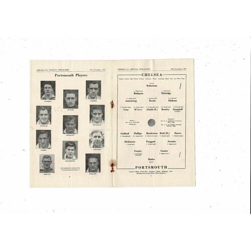 1951/52 Chelsea v Portsmouth Football Programme