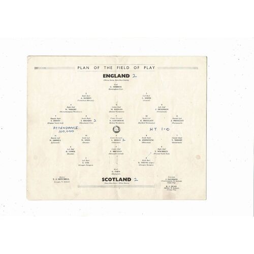 1953 England v Scotland Football Programme