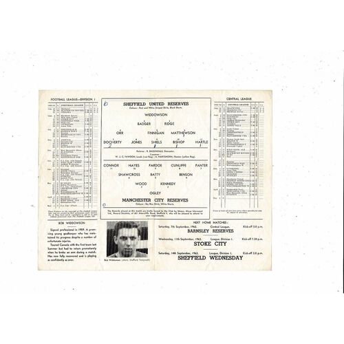 Sheffield United v Manchester City Central League Football Programme 1963/64