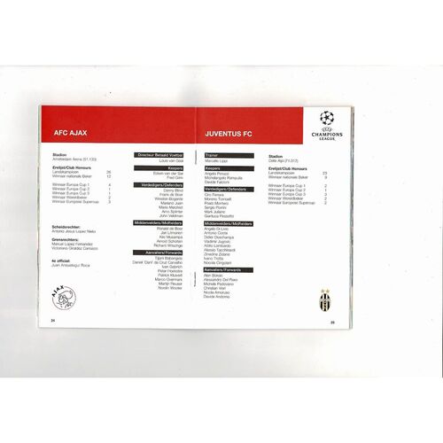 1996/97 Ajax v Juventus Champions League Semi Final Football Programme