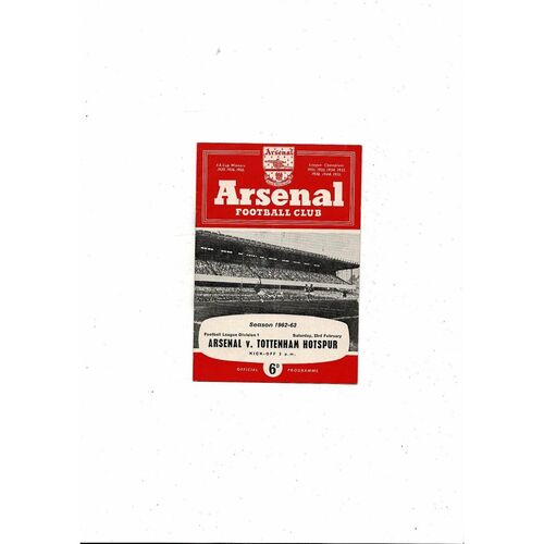 1962/63 Arsenal v Tottenham Hotspur Football Programme