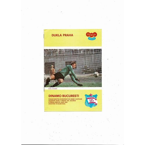 Dukla Prague v Dinamo Bucharest European Cup Football Programme 1982/83