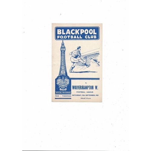 1959/60 Blackpool v Wolverhampton Wanderers Football Programme