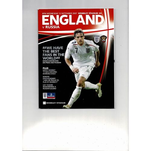 2007 England v Russia Football Programme