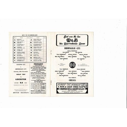 1964/65 Birmingham City v Chelsea Football Programme