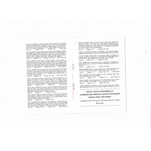 Whitby Town v Doncaster Rovers FA Cup Football Programme 1986/87